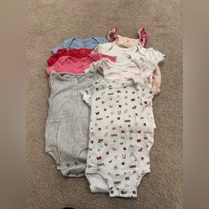 Lot of 8 Baby Girl Bodysuits Cute Outfits Size 9 Months
